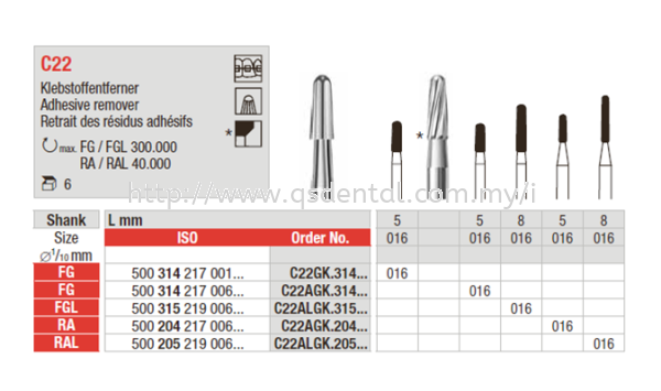 C22 Adhesive Remover TC Bur (FG) Tungsten Carbide Bur Dentist Tungsten Carbide Edenta Selangor, Malaysia, Kuala Lumpur (KL), Banting Supplier, Suppliers, Supply, Supplies | QS Dental Supply Sdn Bhd