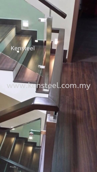 Wood handrail Glass Staircase 4 Wood handrail Glass Staircase Seri Kembangan, Selangor, Kuala Lumpur, KL, Malaysia. Supplier, Suppliers, Supplies, Supply | Kensteel