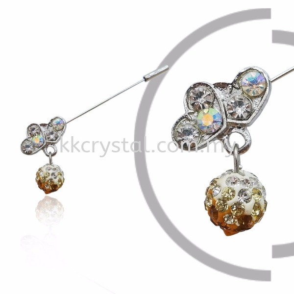 Pin Brooch 7013# (Double Heart), Gold Topaz, 2pcs/pack 7013# Pin Brooch Jewerly Kuala Lumpur (KL), Malaysia, Selangor, Klang, Kepong Wholesaler, Supplier, Supply, Supplies | K&K Crystal Sdn Bhd