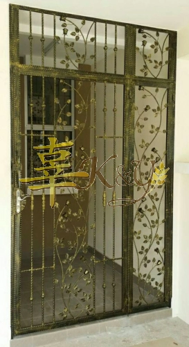 Wrought iron Steel Main Door with Wrought iron Flowers 