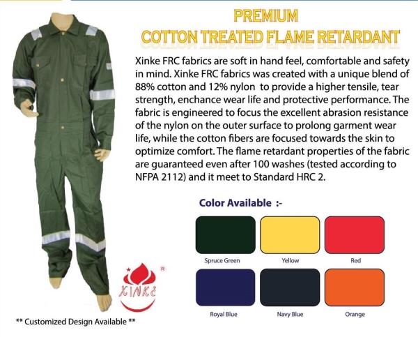 Xinke FR Cotton Treated 260gsm Coverall Cotton Treated Fire Retardant  Protective Clothing Kuala Lumpur, KL, Malaysia Supply Supplier Supplies | Sama Maju Marine & Industry Sdn Bhd