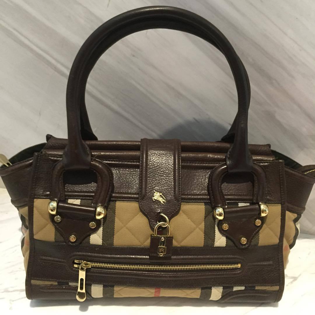 (SOLD) Burberry Shoulder Bag with Leather Trim