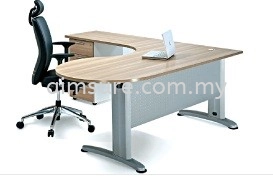 L shape table with white metal leg B66 (Front)