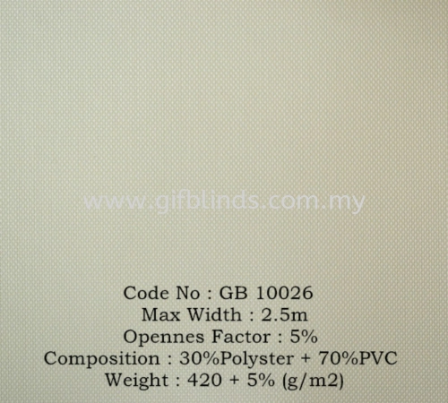 Sunscreen Roller Blinds Sample GB10026