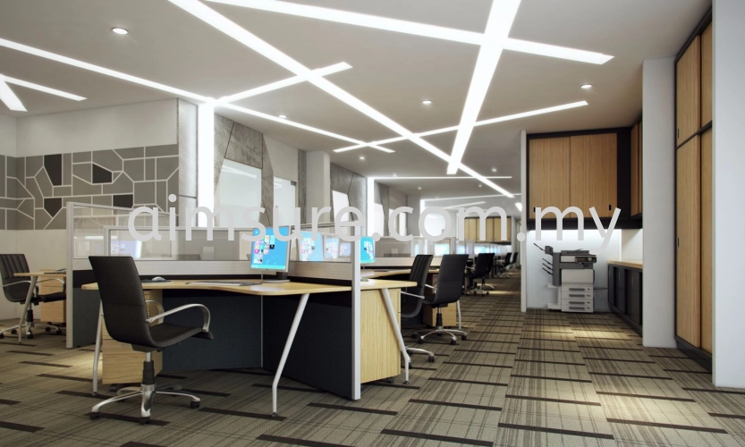 Office rnovation with ceiling and floor design