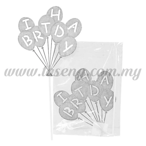 Cake Topper *BIRTHDAY BALLOON SILVER (CT-HB-01S)