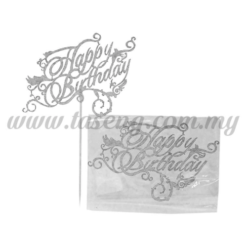 Cake Topper *HAPPY BIRTHDAY SILVER (CT-HB-04S)