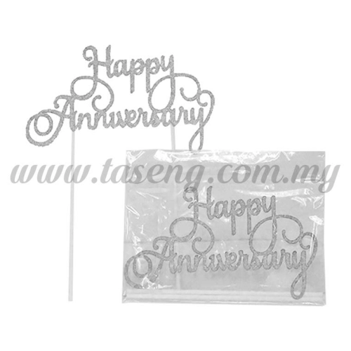 Cake Topper *HAPPY ANNIVERSARY SILVER (CT-WD-05S)