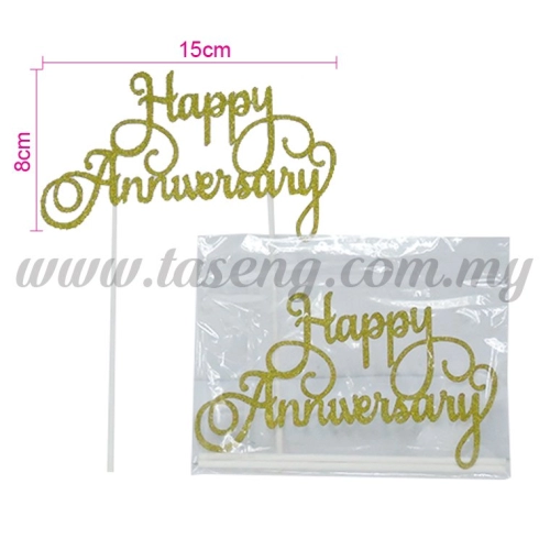 Cake Topper *HAPPY ANNIVERSARY GOLD (CT-WD-05G)