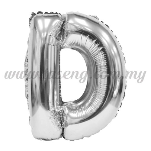 16inch Foil Balloon Alphabet D - Silver (FB-16-DS)