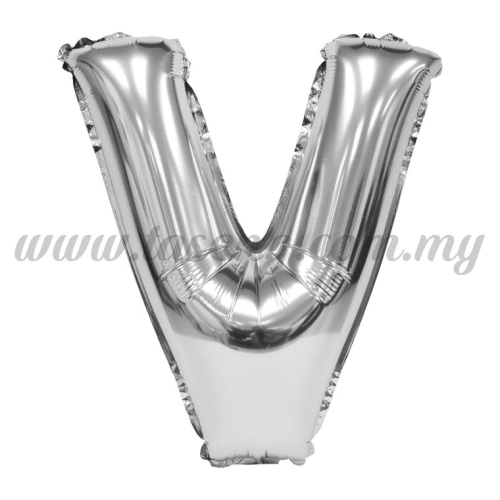 16inch Foil Balloon Alphabet V - Silver (FB-16-VS)