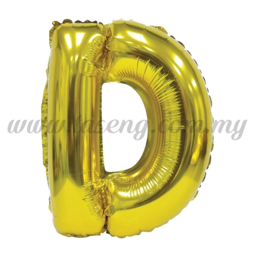 16inch Foil Balloon Alphabet D - Gold (FB-16-DG)