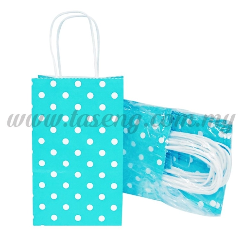 Polka Dot Kraft Handle Paper Bag -Baby Blue  1pack *10pcs (RPB-PD2-BB)