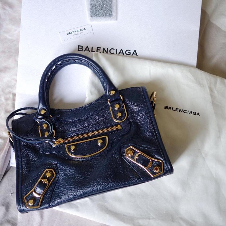 Balenciaga 390154 Bleu Nuit Classic Metallic Edge City Bag  The Attic Place