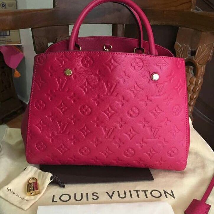 SOLD) Brand New Louis Vuitton Montaigne Empreinte MM in Dahlia