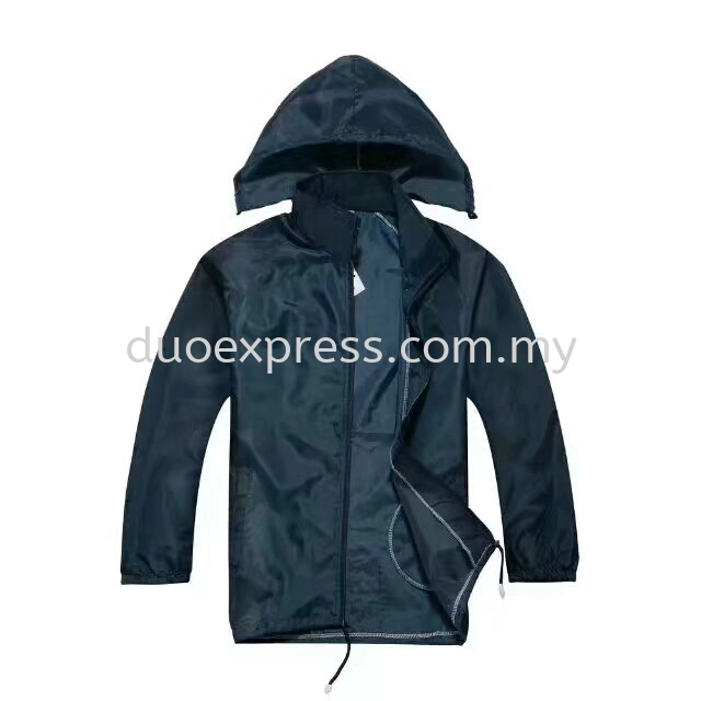 Lightweight Hooded Windbreaker Jacket Black