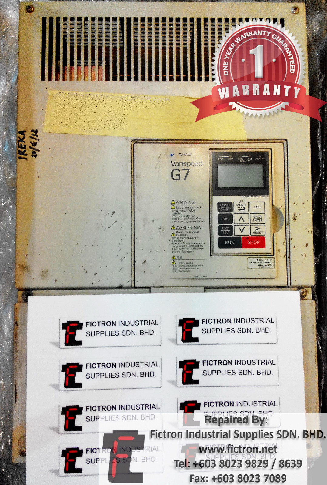 CIMR-G7B4037 CIMRG7B4037 YASKAWA VARISPEED G7 INVERTER REPAIR SERVICE IN MALAYSIA 12 MONTHS WARRANTY