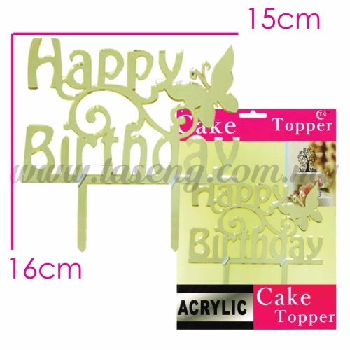 Cake Topper (Acrylic) Happy Birthday Butterfly (CT-HB-A5G)