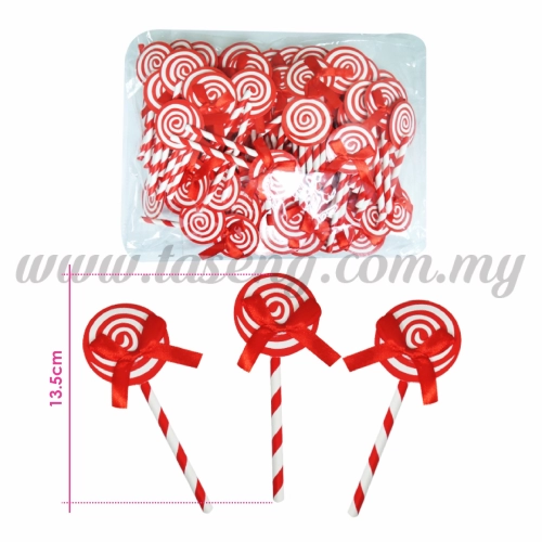 Cake Topper Paper Lollipop - Red 1pack * 100pcs+-(CT-01-R)