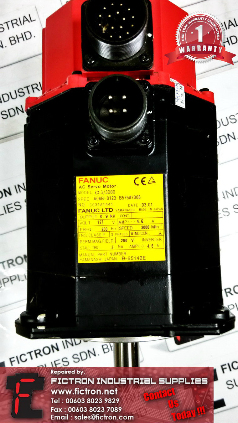 A06B-0123-B575#7008 A06B0123B5757008 FANUC AC SERVO MOTOR REPAIR IN MALAYSIA 12 MONTHS WARRANTY