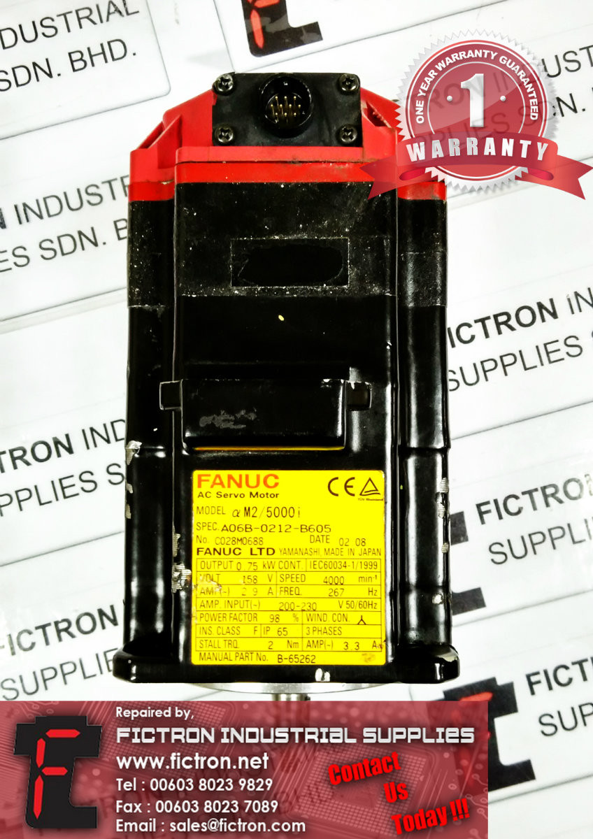 A06B-0212-B605 A06B0212B605 FANUC AC SERVO MOTOR REPAIR SERVICE IN MALAYSIA 12 MONTHS WARRANTY