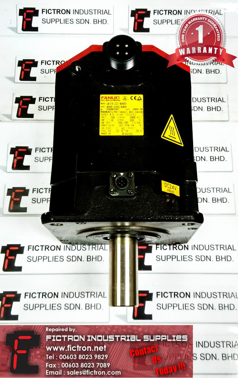A06B-0265-B400 A06B0265B400 FANUC AC SERVO MOTOR REPAIR SERVICE IN MALAYSIA 12 MONTHS WARRANTY