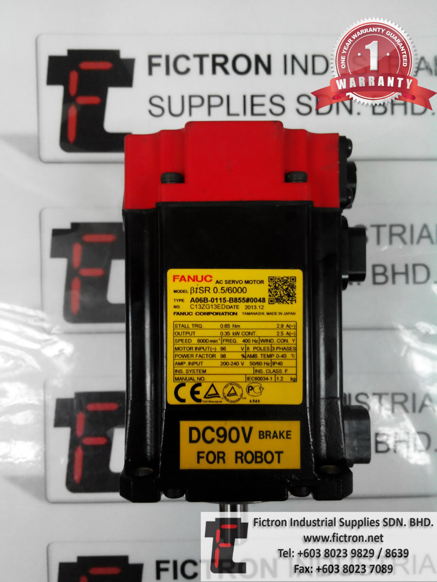 A06B-0115-B855#0048 A06B0115B8550048 FANUC AC SERVO MOTOR REPAIR IN MALAYSIA 12 MONTHS WARRANTY