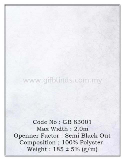 Roller Blinds Sample GB83001 ：L 30 inch x W 72 inch + GST + Courier
