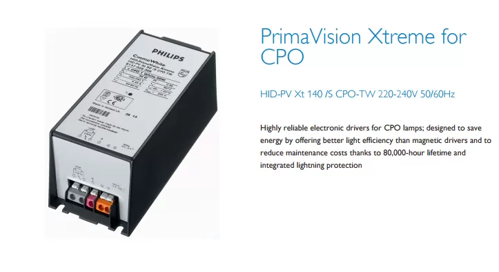 PHILIPS HID-PV Xt 140/S 140w CPO-TW 220-240V 50/60Hz HID-PrimaVision Xtreme for CPO 913700638272