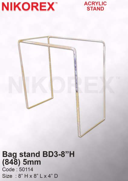 530410 - ACRYLIC BAG STAND BD3 (200mm) -5mm Thick Bag Stand ORGANIZERS & DISPLAY Malaysia, Johor Bahru (JB), Kuala Lumpur (KL), Selangor, Melaka, Perak, Pahang, Singapore Supplier, Manufacturer, Supply, Supplies | Nikorex Display Products (M) Sdn Bhd