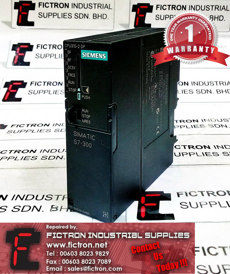 6ES7315-2AG10-0AB0 6ES73152AG100AB0 SIEMENS PLC REPAIR SERVICE IN MALAYSIA 12 MONTHS WARRANTY
