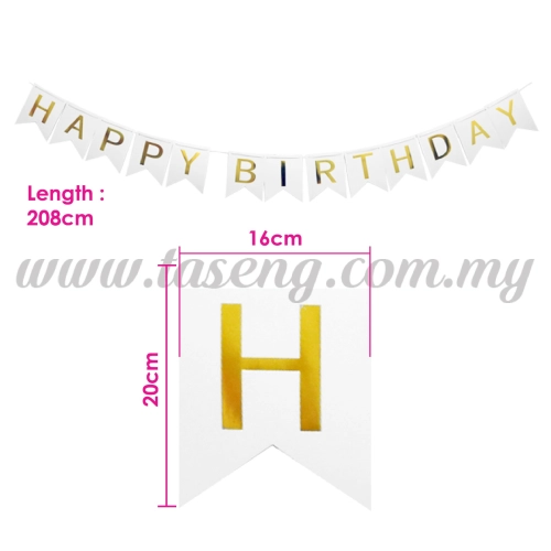 Banner Happy Birthday * White (P-BN-80194)