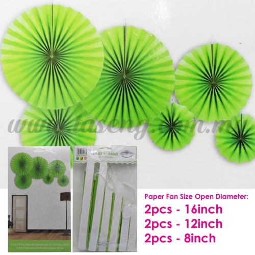 Paper Fan * Plain Lime Green - 6pcs (PD-PF-80177)