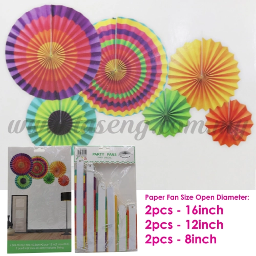 Paper Fan * Rainbow - 6pcs (PD-PF-08052)