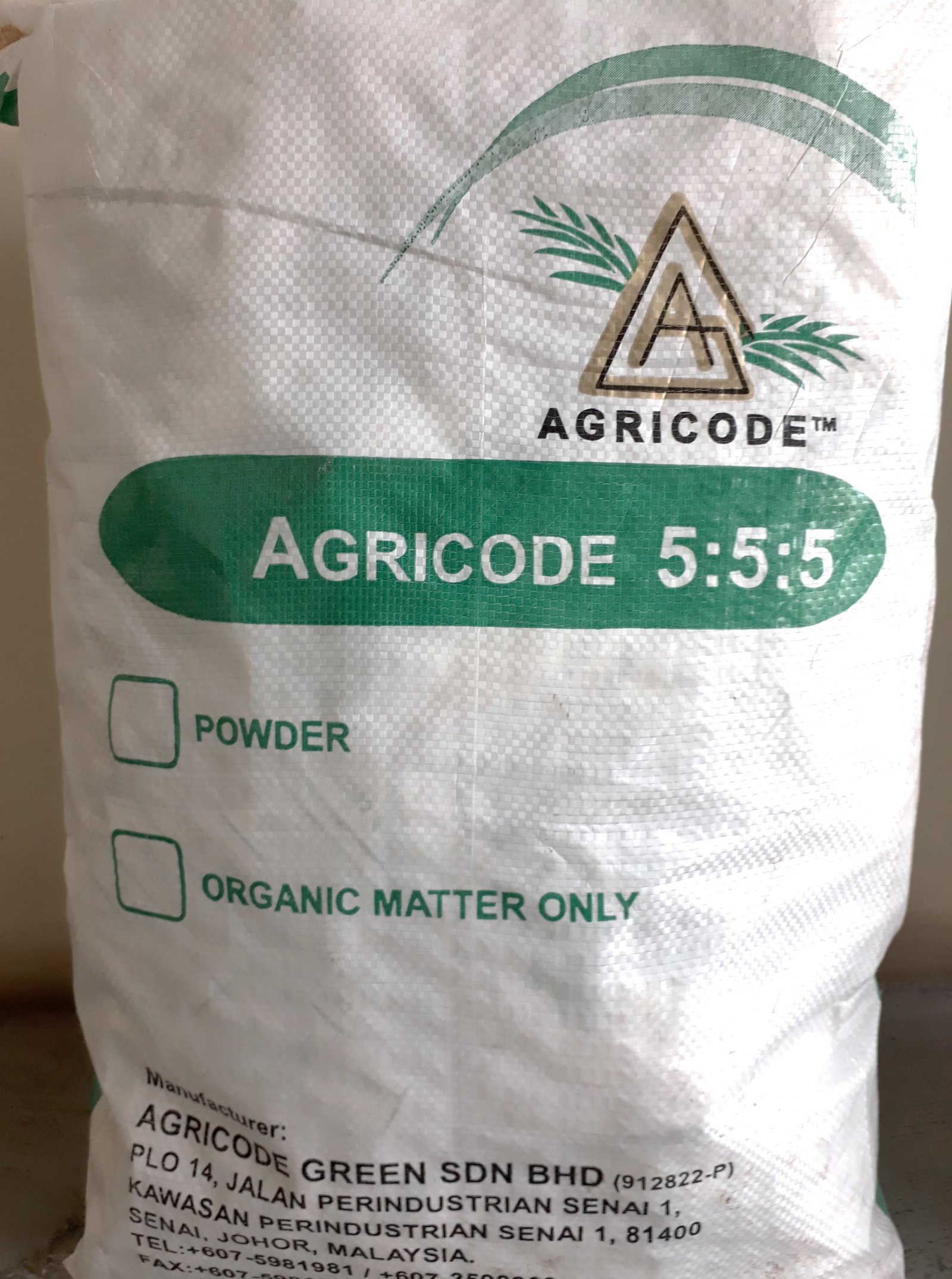 AGRICODE BIO ORGANIC COMPOUND FERTILIZER 555