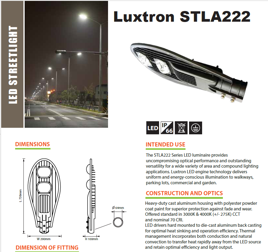 LUXTRON STLA222 LED STREET LIGHT Kuala Lumpur (KL), Selangor, Malaysia  Supplier, Supply, Supplies, Distributor | JLL Electrical Sdn Bhd