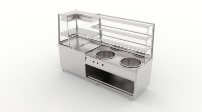 Two Pot Display Bain Marie with Warmer Counter