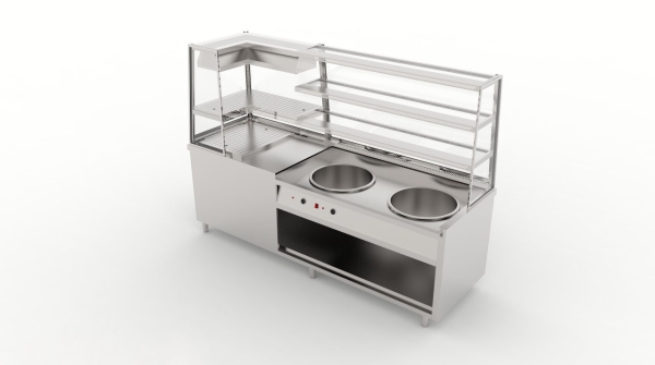 Two Pot Display Bain Marie with Warmer Counter Pot Display Counter Nasi Kandar Display Set Selangor, Malaysia, Kuala Lumpur (KL), Sungai Buloh Supplier, Suppliers, Supply, Supplies | T H EQUIPMENT SDN BHD