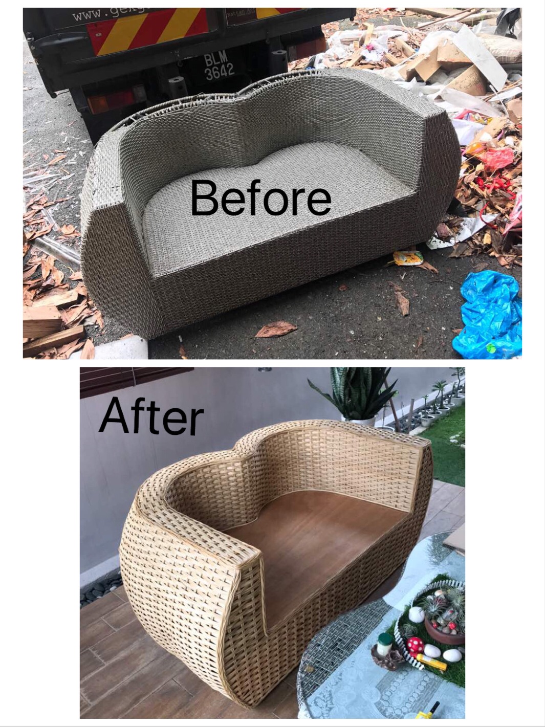 REPAIR AND REPLACE FROM SYNTHETIC TO NATURAL RATTAN