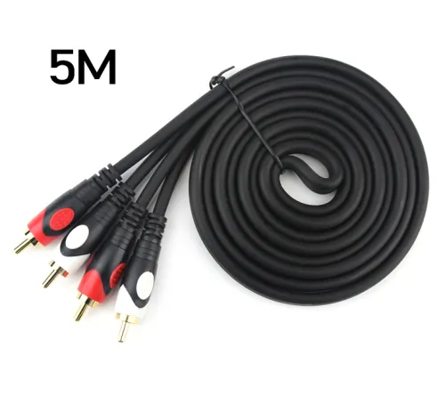 High Quality Audio AV Cable - 2 RCA to 2 RCA Red and White- Male to Male - 5M