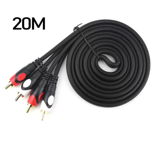 High Quality Audio AV Cable - 2 RCA to 2 RCA Red and White- Male to Male - 20M
