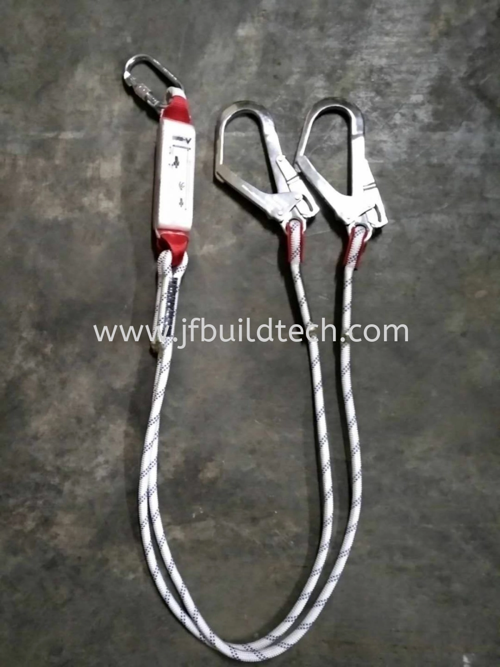 DOUBLE LANYARD BIG HOOK C/W 1PC ENERGY ABSORBER & 1PC CARABINER-EAL10228/CE APPROVAL(A-STABIL)