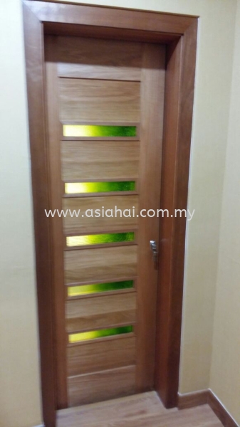 Single wooden door with special glasses (new design) Door Johor Bahru, JB, Malaysia, Singapore, Taman Tan Sri Yaacob, Taman Ekoperniagaan Supply, Supplier, Suppliers | Asiahai Industries Sdn Bhd