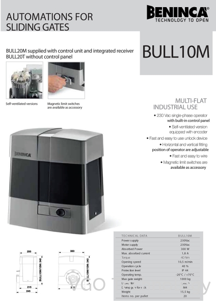 Beninca Bull10m AC Motor Sliding Gate System Autogate Penang, Butterworth, Malaysia System, Supplier, Supply, Installation | VGO Technology