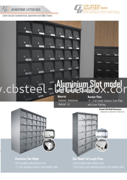 Aluminium Slot Model Letter Box / MailBox / Peti Surat Catalog Puchong, Selangor, Kuala Lumpur (KL), Malaysia. Supplier, Supply, Supplies, Manufacturer | CB Steel & Letter Box Sdn Bhd