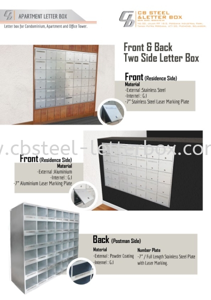 Front and Back Letter Box Catalog Puchong, Selangor, Kuala Lumpur (KL), Malaysia. Supplier, Supply, Supplies, Manufacturer | CB Steel & Letter Box Sdn Bhd