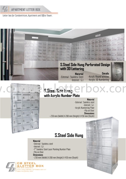 S.Steel Letter box Catalog Puchong, Selangor, Kuala Lumpur (KL), Malaysia. Supplier, Supply, Supplies, Manufacturer | CB Steel & Letter Box Sdn Bhd