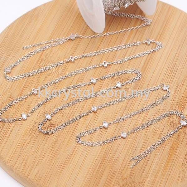 Extension Zircon, Code 06#, White Gold Platting, 1 meter/pack Chain, Extension  Jewelry Findings, White Gold Plating Kuala Lumpur (KL), Malaysia, Selangor, Klang, Kepong Wholesaler, Supplier, Supply, Supplies | K&K Crystal Sdn Bhd