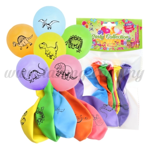 1Side Printed "Dinosaurs" Balloon 6pcs (B-DI-6)