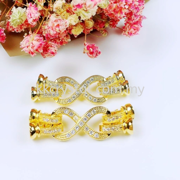 Clasp Big "8" Style, Code 0283035, Gold Plated, 2pcs/pkt Clasp  Jewelry Findings, White Gold Plating Kuala Lumpur (KL), Malaysia, Selangor, Klang, Kepong Wholesaler, Supplier, Supply, Supplies | K&K Crystal Sdn Bhd